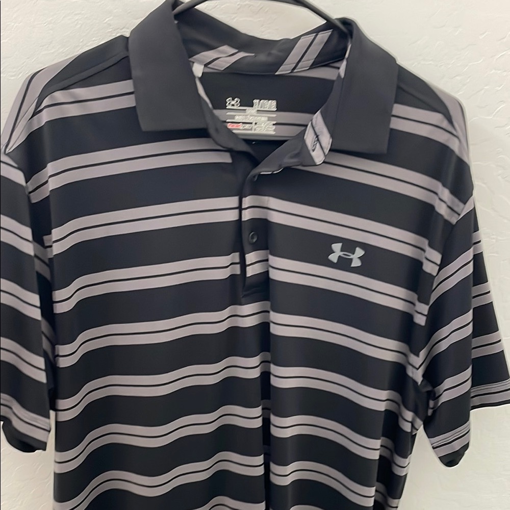 Under Armour Men's Black Striped Polo Shirt